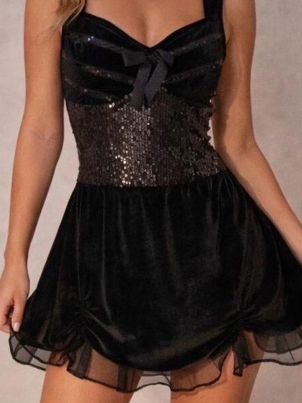 Alexis Leigh Black velvet sexy sequin mini dress Sz S
